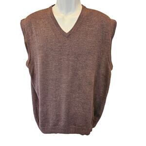 Jos A bank XL brown sleevless 100% merino wool vest Warm winter proffesional ^